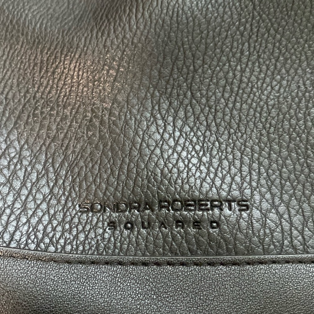 Sondra Roberts Squared Vegan Leather Hobo Cinch Black Oversized Tote Bag